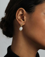PAVOI 925 Sterling Silver Pearl Statement Wedding Drop Earrings, White Gold
