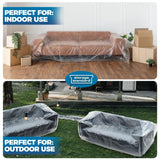 Plastic Furniture Covers for Moving - Heavy-Duty Couch Cover for Sofa, Waterproof & Dustproof Clear Moving Bags for Renovation, Wrap or Storage - Extra Large Bag Open Size 96 x 42 x 62 Inch