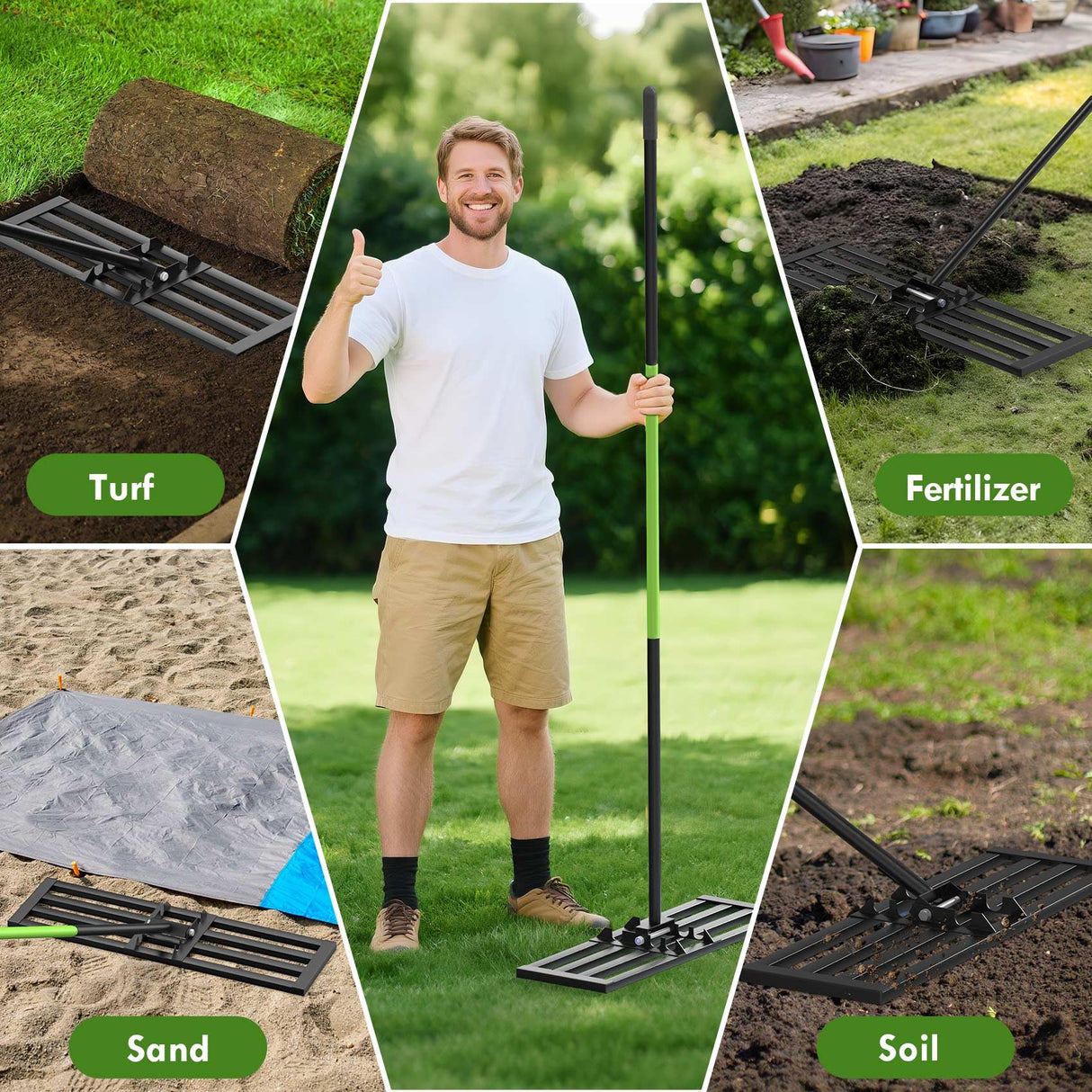 Seeutek Lawn Leveling Rake, 35” x 10” Ground Leveler