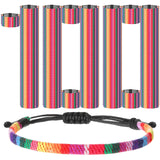 Cunno 100 Pcs LGBT Pride Month Bracelet for Men and Women, Weave Rainbow LGBTQ Braided Rope Friendship Bracelet Adjustable Bisexual Bracelet Handmade Woven Festival Accessories for Gay Lesbian