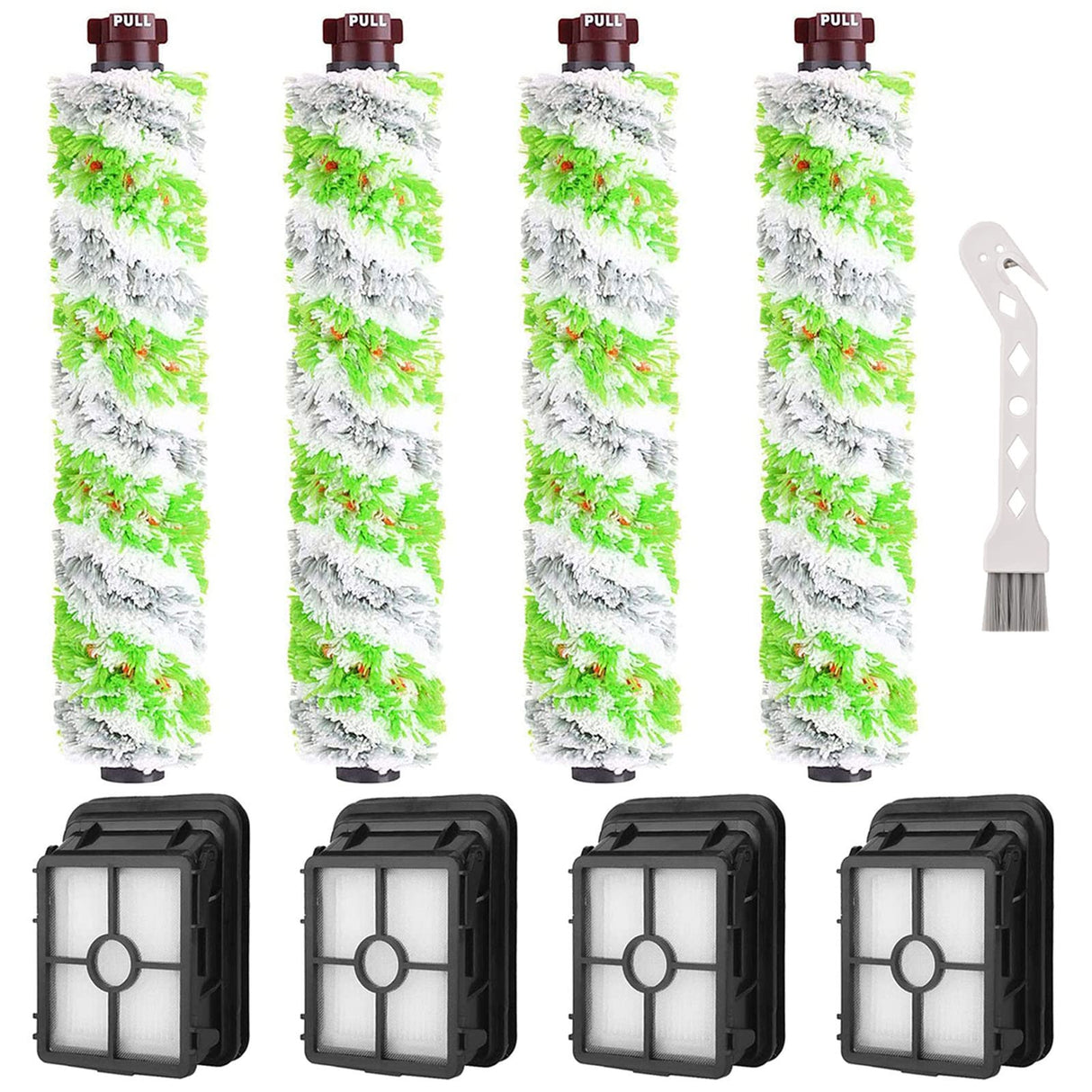 8 Pack Replacement Parts for Bissell CrossWave Pet Pro 2306A & CrossWave 1785 Series 3888A Vacuum Cleaner, 4 Pack 2460 Brush Rolls, 4 Pack 1866 Filters, Compare to Part 1613568&161-3568, 1608684