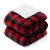 BEAUTEX Sherpa Fleece Flannel Blanket Twin Size, Super Soft Warm Buffalo Plaid Plush Microfiber Blankets, Cozy Fuzzy Christmas Blanket for Couch Sofa Bed (Red, 60" x 80")