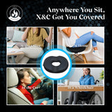 X&C Premium Donut Pillow for Tailbone Pain Relief Cushion with Replaceable Extra Cover, Hemorrhoid Pillows for Sitting, Butt Pillow, Donut Cushion for Pregnancy, Office Workers, Car Drivers