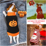 Sanwuta 3 Pieces Halloween Thanksgiving Christmas Dog Sweaters Sets Pumpkin Turkey Santa Puppy Dog Clothes Pet Knitwear for Puppy Doggie Cat Pet Costume (Medium)