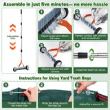 Wheeled Dethatching Rake for Lawn - 15" Heavy Duty Stainless Steel