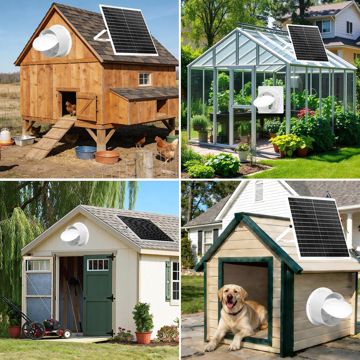 Solar Exhaust Fan with 24000mAh Battery Day & Night Work Fans, 25W 9.8" Solar Ventilation Fan for Chicken Coop with Timer, Waterproof Greenhouse Solar Powered Fan for Shed, Pet Houses, Outdoor Cooling