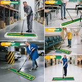42" Commercial Dust Mop for Floor Cleaning, MASTERTOP Large Flat Mop with Long Handle, Sweeping Broom with 2 Different Mops Pads, Industrial Mop for Hardwood, Tile, Gym, Office, Mall, Warehouse