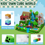 Uucoco 100PCS Magnetic Blocks - Grassland Magnetic Building Blocks Set, Magnetic Tiles STEM Sensory Outdoor Toys, Build Forest World Cubes Set for 3+ Year Old Boys&Girls, Christmas Birthday Gift