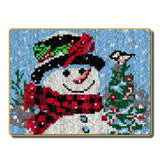 ZFFLYH Christmas Snowman Latch Hook Rug Kits, DIY Rug Crochet Yarn Kits Printed Color Canvas Christmas Decoration and Activity 20.5X15 Inch