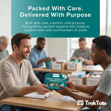 TrekTote Bulk 5 Case Pack of Mens 15 Piece Set Hygiene Kits, Bulk Travel Size Toiletries Kits, Deodorant, Shampoo, Body Wash, Shaving Cream, Razor, Toothbrush, Toothpaste, Comb, Flossers, Swabs