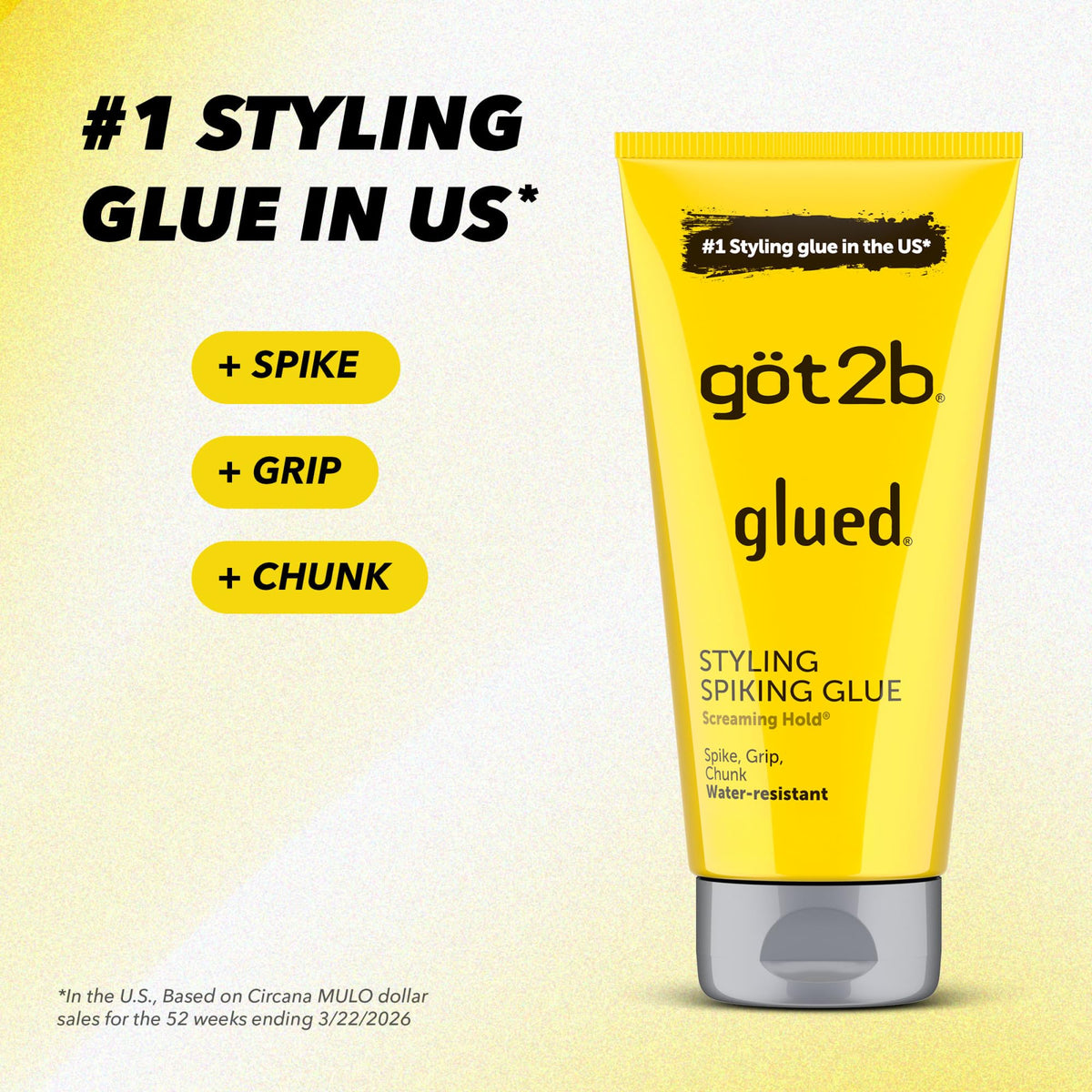 Got2B Glued Styling Spiking Hair Gel, 6 oz tubes - 2 + Travel 1.25 oz tube