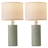 Reaketon Table Lamps for Living Room Set of 2, Ceramic Table Lamps for Bedroom, 20" Modern Lamps for Night Stands, Green