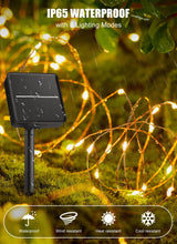 Solar String Lights Outdoor Waterproof, 4 Packs Total 132 Ft 400 LED Solar Fairy Lights with 8 Modes, Twinkle Solar Powered Outdoor Lights for Patio Yard Trees Wedding Christmas, Warm White