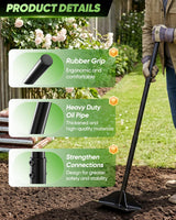 Saker Steel Tamper Heavy Duty Hand Compactor Tool, 10x10 Inch Ground Tamper for Soil, Gravel & Asphalt Compaction, 48 Inch Cushioned Handle for Driveway, Paver, Yard & Blacktop Repair