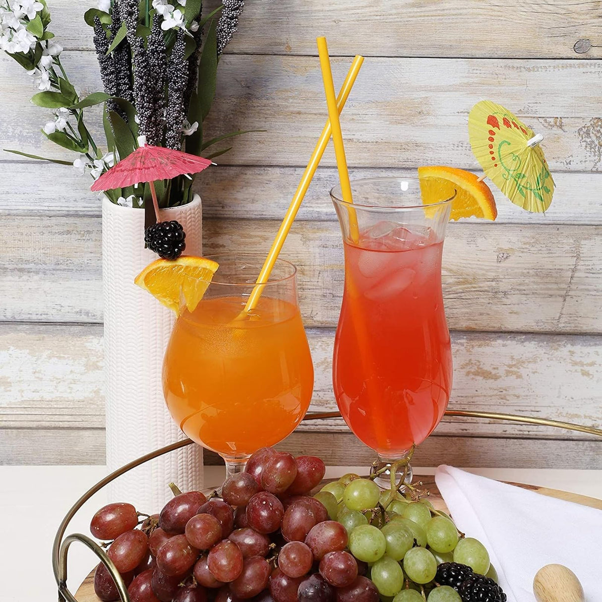 Juvale 300 Pack Bulk Disposable Plastic Orange Straws for Drinking, 10 Inches Extra Long, Ideal for Birthdays, Halloween Parties & Holiday Celebrations