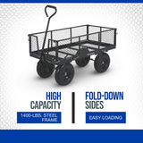 Strongway Steel Jumbo Garden Wagon with Removable Sides, 1400-Lb. Capacity