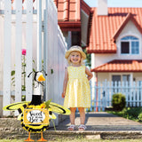 Mindsoft 2 Pcs Summer Porch Goose Outfit with Welcome Wooden Sign with Wings for 23" Cement Plastic Goose Statue Outdoor Patio Yard Lawn Art Decoration(Bee)