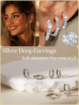 Moissanite Hoop Earrings for Women with Sterling Silver Post, VVS1. D Color