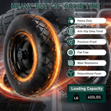 Upgraded 16" Flat Free Wheelbarrow Tire and Wheel, 4.80/4.00-8 Heavy Duty Solid Tire with 5/8" & 3/4" Bearings, 3"-7" Adjustable Hub - Universal for Wheelbarrows, Garden Trailer/Hand Truck - Black