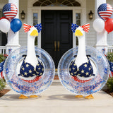 APHIUFR 4th of July Porch Goose Outfits,3 Pcs Goose Outfit Set with Bow Headband,Bikini Skirt and Swim Ring,Fits 23-Inch Lawn Goose Statue,Patriotic Porch Goose Clothes for Yard Garden Patio Decor