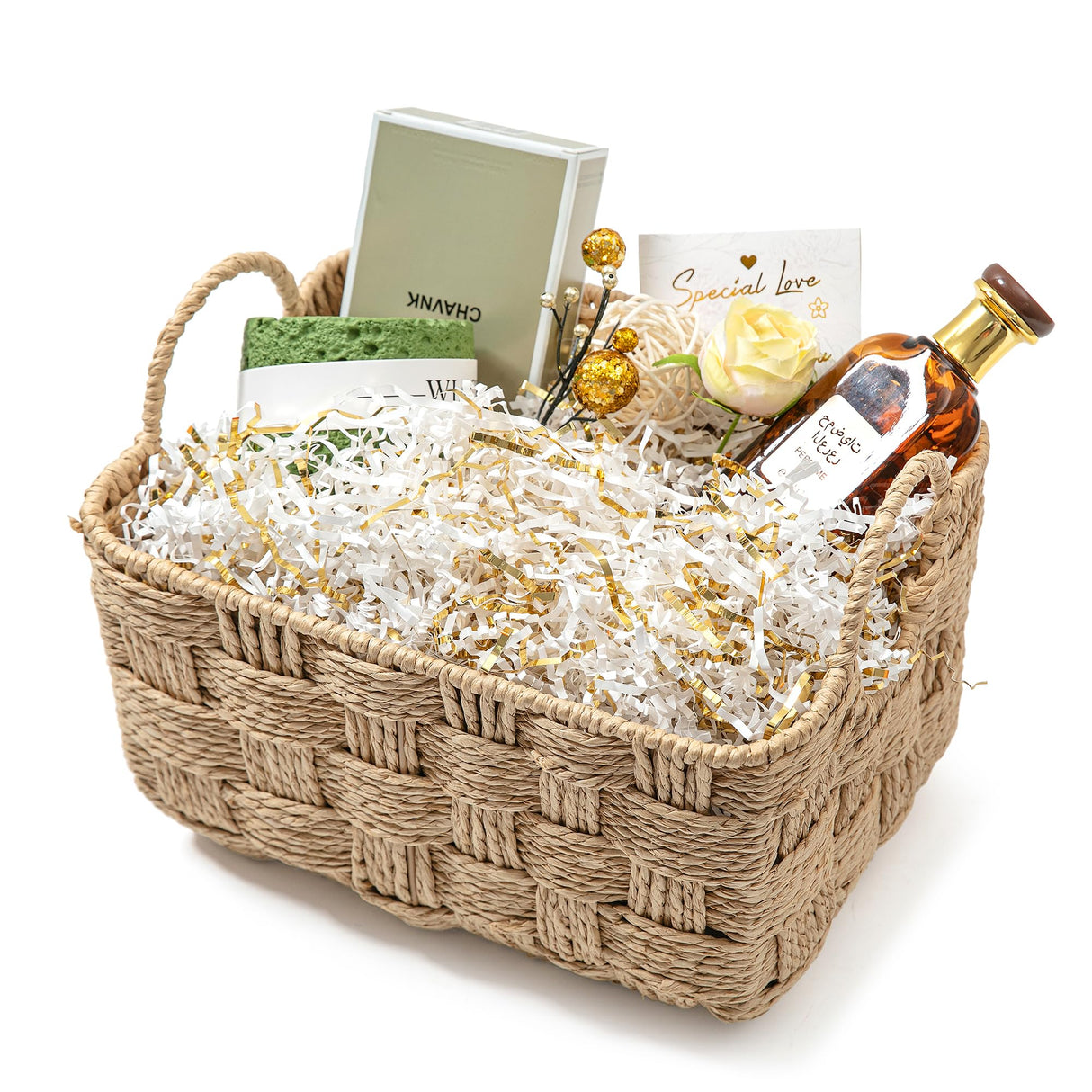 Mefleet 2 LB Crinkle Cut Paper Shred Filler White & Gold Crinkle Shredded Paper for Gift Box - Gift Basket Bag Filler - Grass Cushion Stuffing for Christmas Holiday Packaging Wrapping