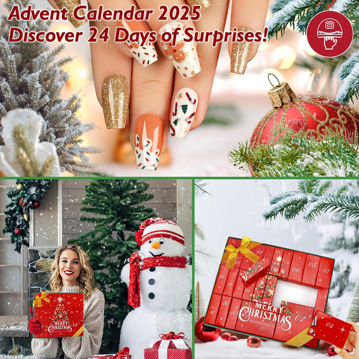 Nail Polish Advent Calendar 2026, Nail Advent Calendar, Beauty Advent Calendar 2026 for 24 Days Christmas Manicure Gift Set for Women, Teens, and Nail Art Hobbyist