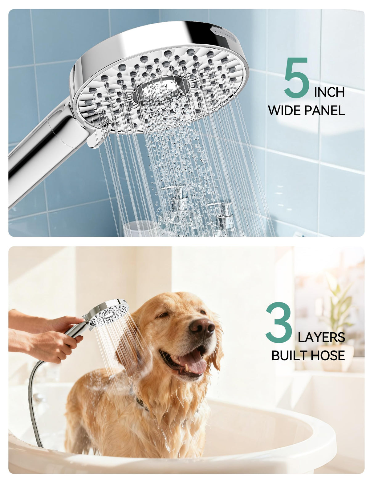 Magichome Filtered Shower Head with Handheld, High Pressure 10-Spd Detachable Chrome Showerhead with Stainless Hose, Water Softener Filter Beads for Hard Water - Remove Chlorine, Reduce Dry Itchy Skin