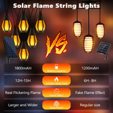 Jnaurb Solar String Lights for Outside, 21Ft Patio Lights with 10 Flickering Flame Light Bulbs, Waterproof Warm White Solar Powered Outdoor Light for Garden Yard Patio Gazebo Bistro Cafe Party Decor