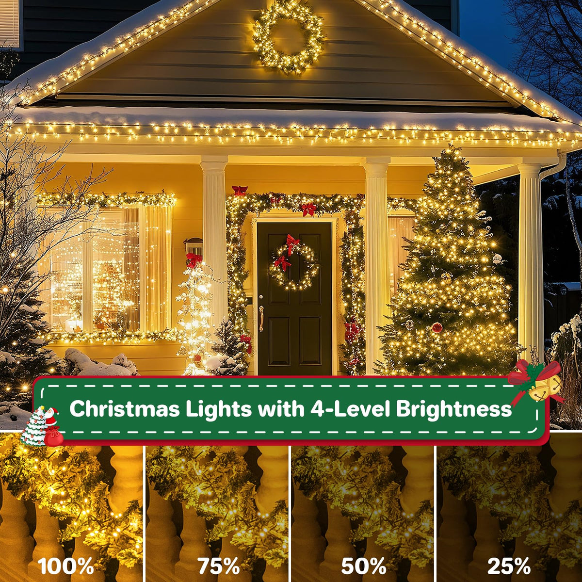 Christmas Lights Plug-in 52FT 800LEDs Cluster String Lights Indoor Outdoor