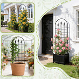 ArdeFentium 2 Pack 47" H x17 W Garden Trellis for Climbing Plants Outdoor - Metal Rustproof Arched Rose Trellis for Outdoor Indoor Roses Potted Vines Cucumbers Clematis Flowers Decorative, Black