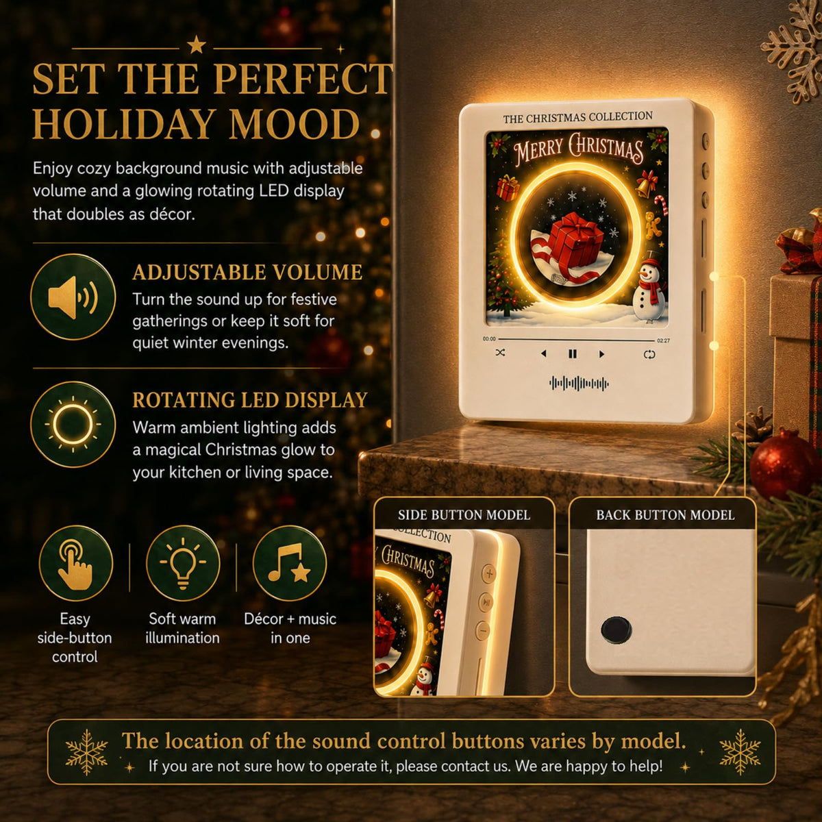 Christmas Magnetic Fridge Vinyl Record Player Music Box, Mini Music Magnets