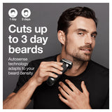 Braun Electric Razor for Men With Precision Beard Trimmer, Rechargeable, Wet & Dry Foil Shaver, Clean & Charge Station & Travel Case, Silver, 3 Piece Set