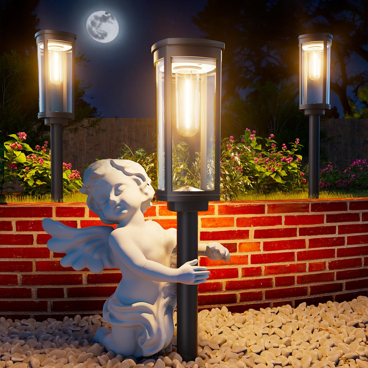 ALFIOT Solar Pathway Lights Outdoor Warm White 8-Pack Waterproof IP65, Auto On/Off Solar Powered Walkway Lighting for Driveway Yard Garden, Upgraded Landscape Lights Outside