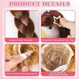 OBUSATT 8 Pcs Porch Goose Wigs Set Cute Lawn Statue Braid Wig with Hair Clips, Hair Ties, Ribbons Porch Goose Outfit Costume DIY Wigs Accessories for Outdoor Garden Patio Yard Goosey Decoration