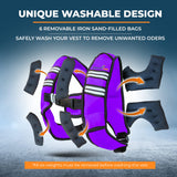 Weighted Vest 6lb, 10lb, 12lb, 25lb, 35lb, 45lb, 60lb Removable Iron Weights for Men and Women Workout for Calisthenics and Fitness Sport Training (Purple, 12 LB)