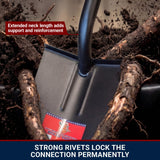 Bully Tools 12-Gauge Round Point Gardening Shovel | Heavy Duty Fiberglass Long Handle | Spade Shovels for Digging, Trenching and Planting | Steel Body Gardening Hand Tools, 100% Made in USA