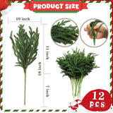 LZNPA 12 Pcs Realistic Christmas Pine Branches Natural Droopy Soft Bendable Artificial Pine Stems Picks Lifelike Greenery Stems for Vases Cedar Wreaths Garland Outdoor Indoor Christmas Decorations