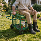 Extra-Large Rolling Garden Cart and Kneeler, 4-in-1 Garden Seat with Wheels