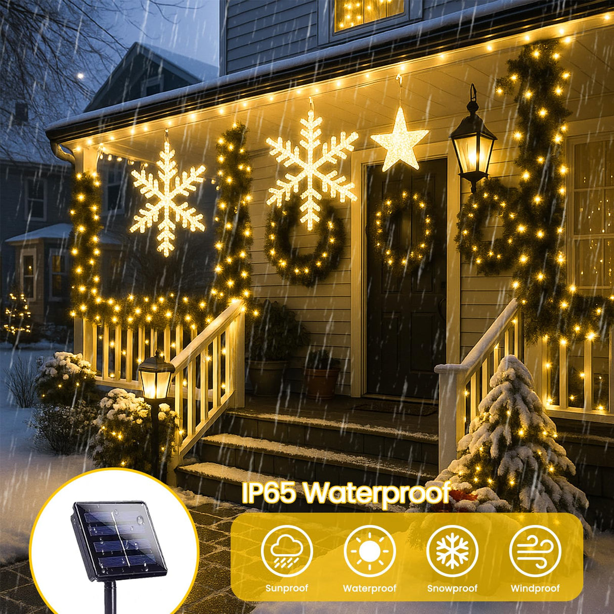 4 Pack 180FT Solar String Lights for Outside, Super Bright 320 LED Solar Christmas Light Outdoor Waterproof with 8 Modes, Green Wire Solar Twinkle Fairy Lights for Xmas Tree Party Yard (Warm White)