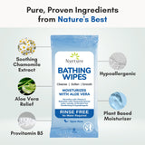 Nurture Rinse Free Bathing Wipes for Adults w/Aloe Waterless Cleansing for sensitive skin Disposable Adult Body Bath Wet Wipe for Disabled Bedridden (Pack of 40 (individually wrapped))