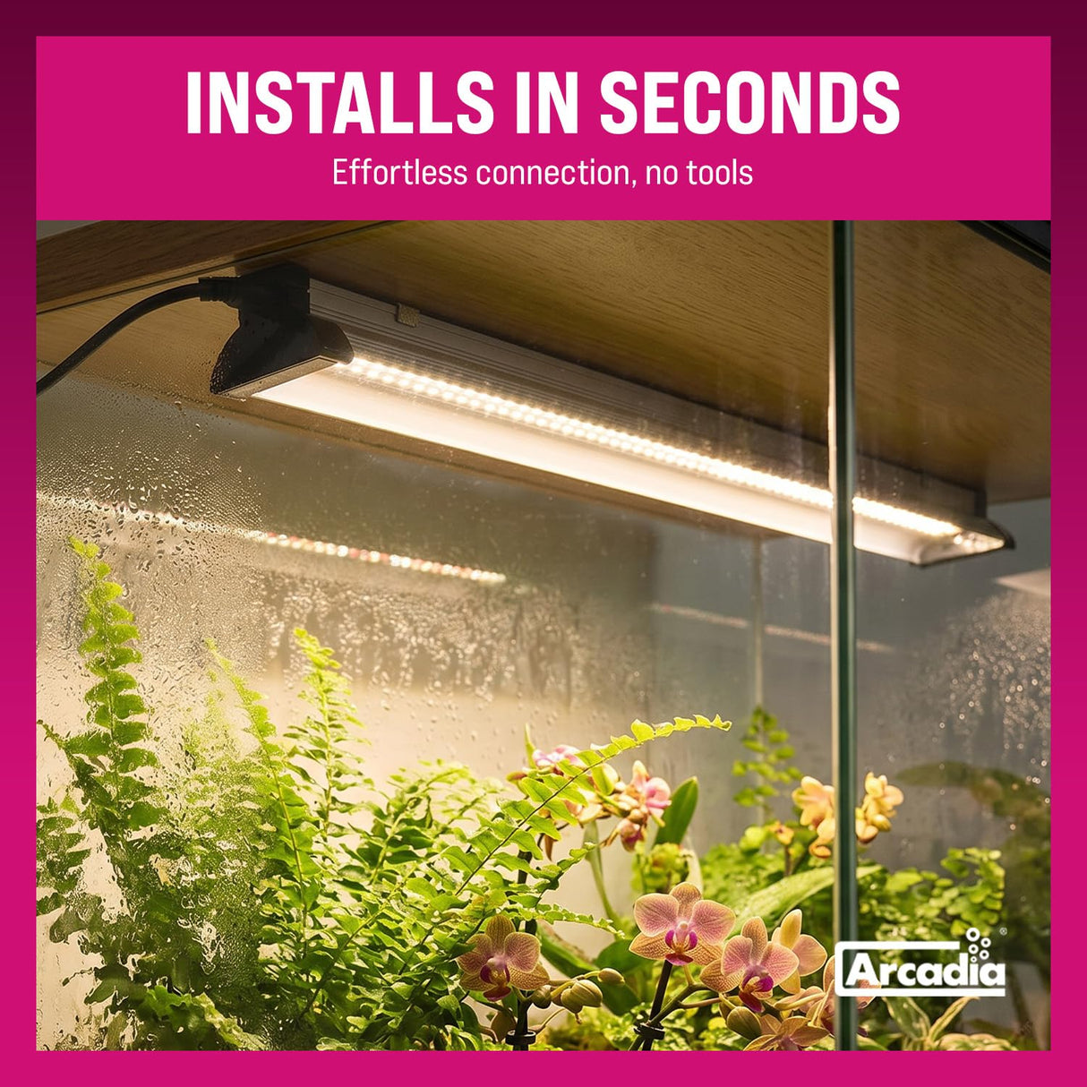 Arcadia Jungle Dawn LED Bar 34" Long 51 Watts High Lumen Output – High Output LED Light Bars for Reptiles, Terrariums, Plants and Indoor Use, Long Lasting Easy to Use Natural Plant Grow Lighting