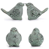 OwnMy 2 Cast Iron Green Bird Sculptures Outdoor Indoor Small Birds Statues