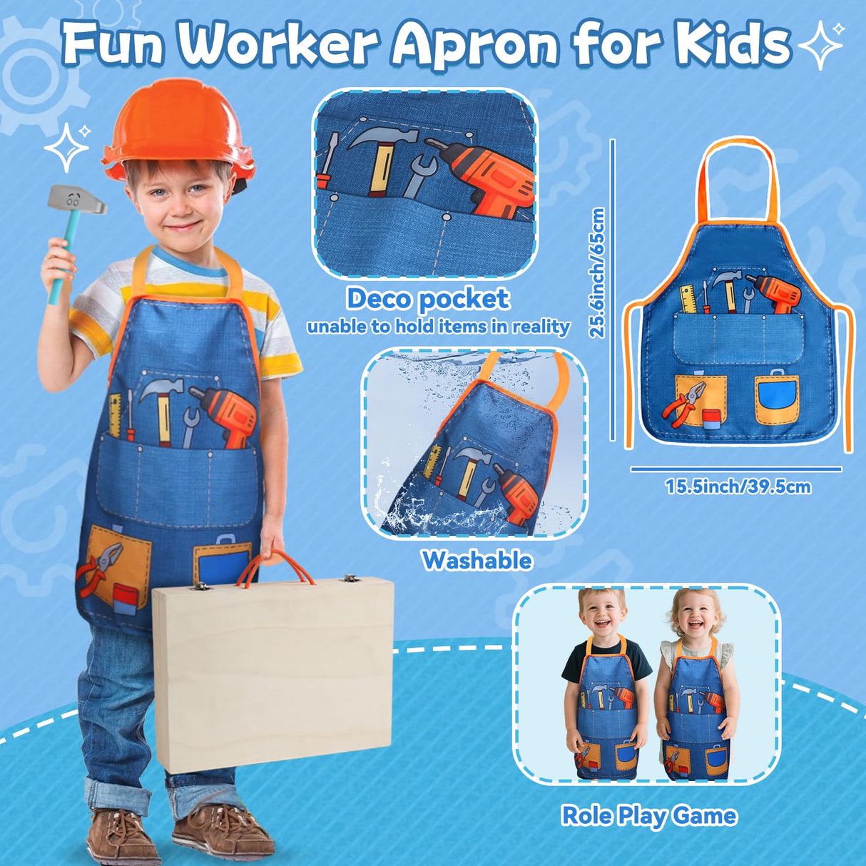 Kids Tool Set with Drill, Educational Montessori Toys for 3 Year Old Boys 44 Pcs STEM Kids Toys Wooden Toddler Tool Set with Apron & Box Christmas Birthday Gifts for 3 4 5 Year Old Boy Girl