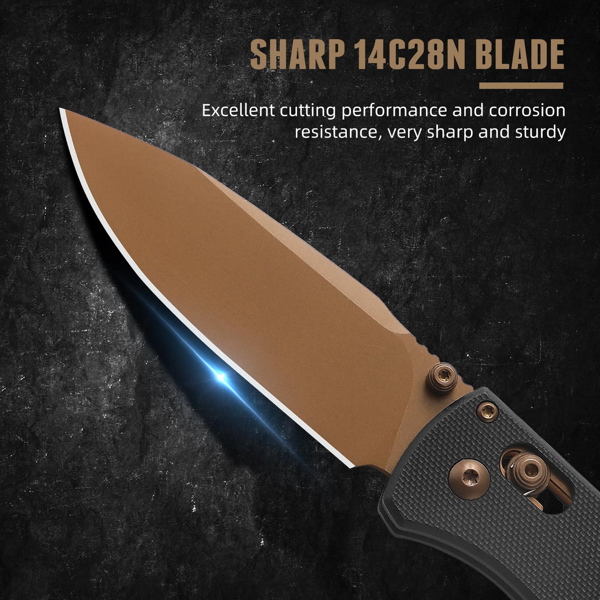 VIRENKNIFE Folding Pocket Knife，Lightweight Pocket Knife 2.95'' 14C28N Steel Blade G10 Handle Small EDC Knife with Pocket Clip,Crossbar Lock，Sharp Camping Survival Hiking Knife Gifts for Men Women