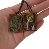 Needzo Bulk Carmen and Sacred Heart Scapulars Catholic, Embroidered Brown Scapular for Women, 12 Pack