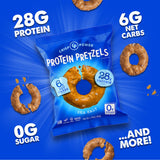 Crisp Power Protein Pretzels, Variety Pack With Sea Salt, Sesame, & Everything, Vegan Keto Snack, Plant Based Protein, Low Carb Crunchy Pretzel Snacks, Sugar Free, No Seed Oils, 1.75 Oz Bags, 6 Pack