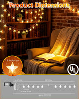 Twinkle Star 2 Pack 100 LED Star String Lights, Plug in Fairy String Lights Waterproof, Extendable for Indoor, Outdoor, Wedding Party, Christmas Tree, New Year, Garden Decoration, Warm White