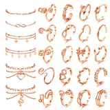 ORAZIO Toe Rings and Ankle Bracelets for Women Rose Gold Plated Anklet Toe Rings Cute Layered Anklets Open Tail Ring Adjustable Beach Foot Jewelry for Summer, Rose Gold