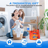 Electric Laundry Detergent Dispenser Pump, One-Press 15-75ml, Fast Dispense from-Large-Container, Rechargeable 2Ah, No-Spill, for Liquid Soap, Fabric Softener, Laundry Room Organization (White)