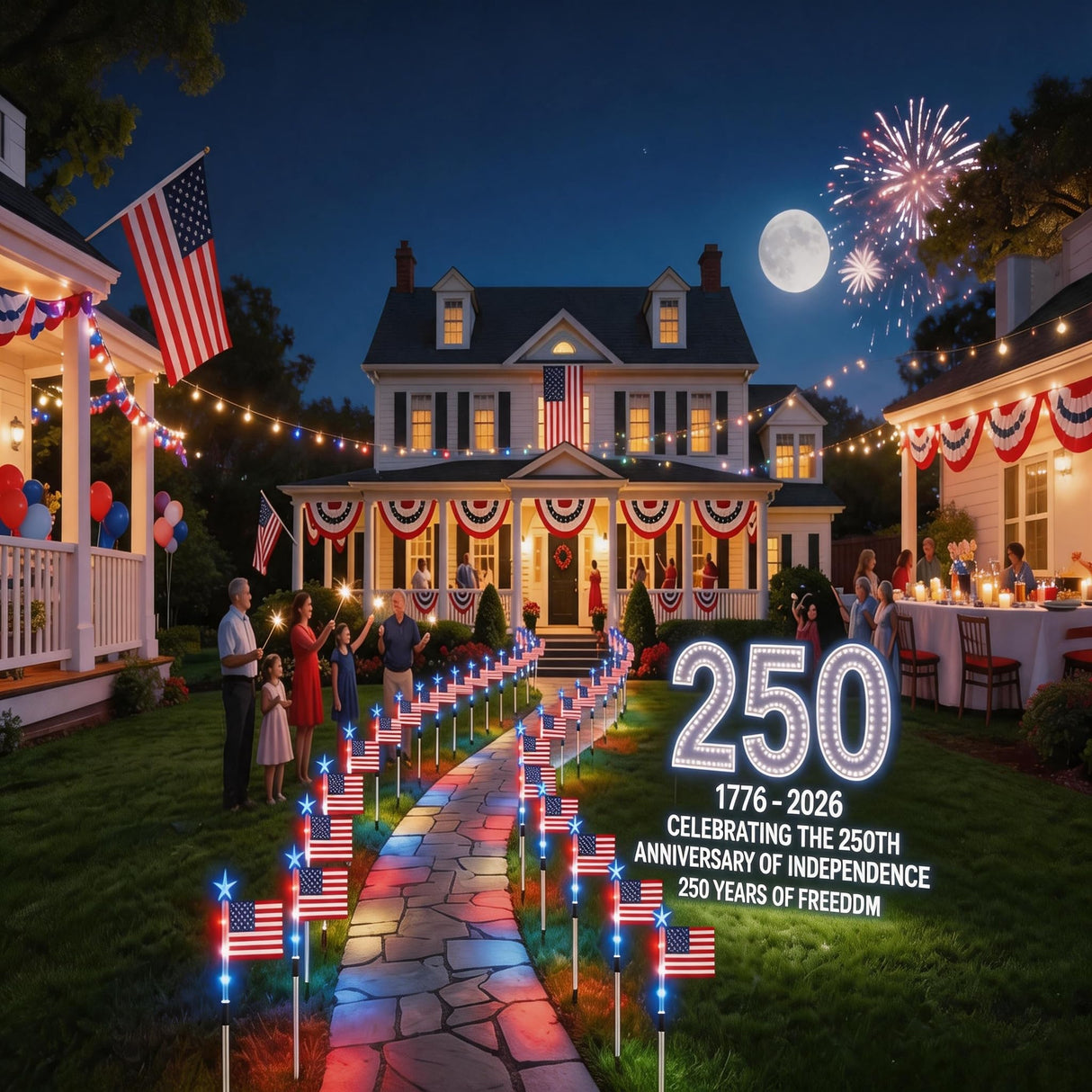 UMEUC 8 Pack Solar American Flag Lights Outdoor,American Flag Pathway Lights, Solar Flag Lights, Auto On/Off 8Modes IP65 Waterproof, 4th of July Decorations Outdoor for Yard Garden Memorial Day 250Th